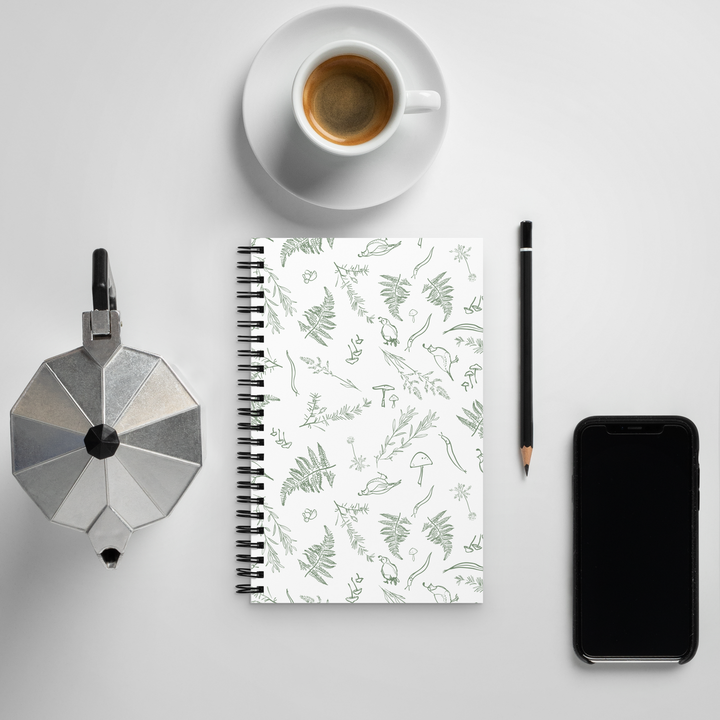 Critters spiral notebook in Sage